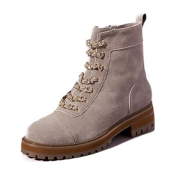 Cecelia New York Chance Emilio Gray Chain Lace Side Zipper Round Toe Ankle Boots (Emilio Gray, 11)