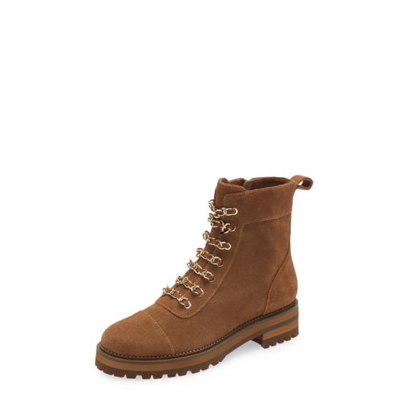 Cecelia New York Chance Nutella Ankle Brown Suede Lace Up Rounded Toe Booties (Nutella, 7.5)