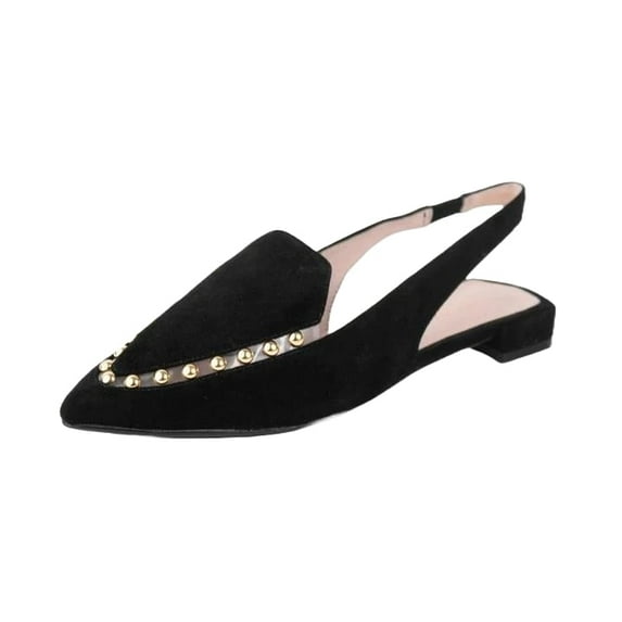 Cecelia New York Cleo Embellished Elasticized Slingback Pointed Toe Flats BLACK (BLACK, 6.5)