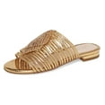 thumbnail image 1 of Cecelia New York Darleen Slide Sandals Gold Rinestone Slip On Caged Mule Flat (Gold/Gold Stone, 6.5), 1 of 6