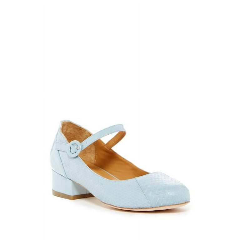 Cecelia New York Dion LIGHT BLUE Snake Mary Jane Low Block Heel