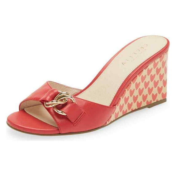 Cecelia New York Donna Wedge Sandals Slip On Open Toe Wrapped Heel Open Toe Mule (Red Heart, 7)