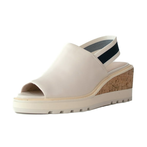 Cecelia New York Gabriel Wedge Heeled Slingback Sandals Alabaster Leather