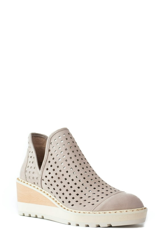 Georgie Taupe Cut Out Low Perforated Wedge Ankle Boot Bootie (11, TAUPE)