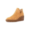 thumbnail image 1 of Cecelia New York Georgie Wedge Almond Toe Ankle Boots Perforated Bootie Tan Perf (MUSTARD, 6), 1 of 4