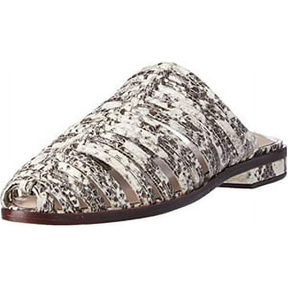Cecelia New York Gloria Black White Natural Snake Print Fashion Flat Sandals (6.5, Black White Natural)
