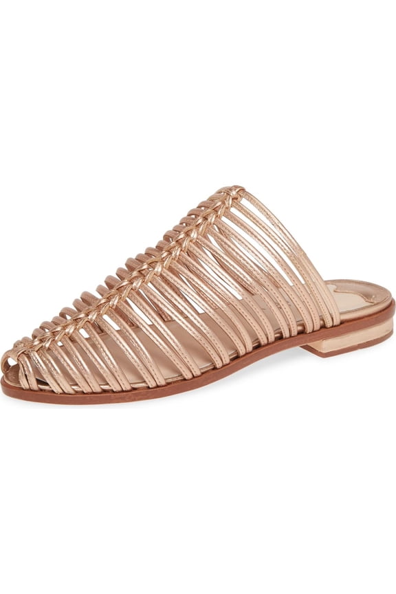 Gloria Slide Sandal Rose Gold Closed Toe Caged Mule Flats