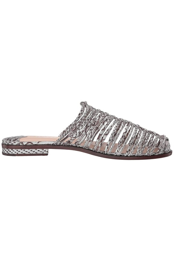 Gloria Slide Sandal Silver Snake Metallic Closed Toe Caged Mule (Silver Snake Metallic, 6.5)