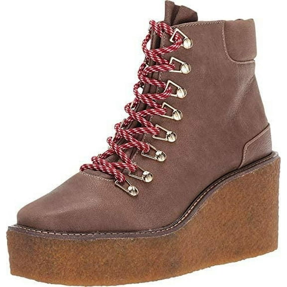 Cecelia New York Helga Natural Brown Hiker Lace up Wedge Platform Ankle Booties (NATURAL, 8)