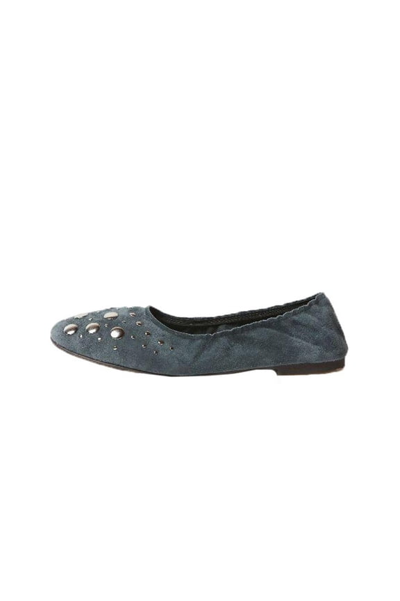 Jacob Ink Grey Suede Elastic Designer Ballet Flat Flexible Shoe (Ink Grey, 6)