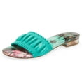 thumbnail image 1 of Cecelia New York Liberty Turquois Floral Print Slip On Open Toe Slide Sandals (Turquois, 9.5), 1 of 4
