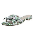 thumbnail image 1 of Cecelia New York Lila Green Floral Flower Slip On Open Toe Flat Slide Sandals (Green Floral, 8), 1 of 3