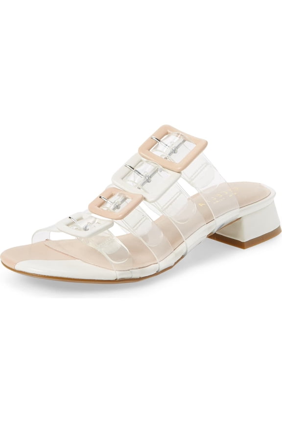 Lincoln Slide Sandal Nude Alabaster Clear Transparent Mules (Nude Alabaster, 6)