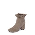 thumbnail image 1 of Cecelia New York Mackie Grey Suede Ruffle Design Block Heel Designer Ankle Boots (Grey, 5.5), 1 of 1