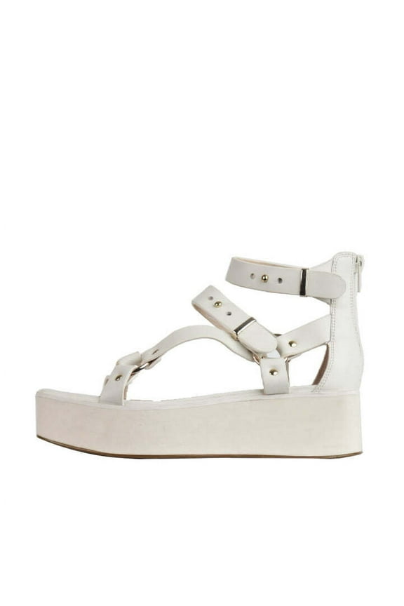 Mighty Alabaster Buckle Ankle Strap Open Toe Platform Sandals