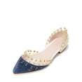 thumbnail image 1 of Cecelia New York Min Ballet Flats Navy White Clear Chic Pointy Embellished Shoe (NAVY ALABASTER, 5.5), 1 of 4
