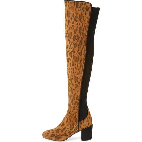 Cecelia New York Nikita Spot Over the Knee Boot Leopard Fitted Stretchy Boots (Leopard, 9.5)