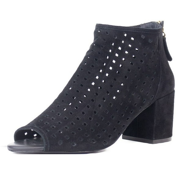 Cecelia New York Nikki Womens Bootie Laser Cut Peep Toe Open Toe Pump Ankle Boot (BLACK, 5.5)