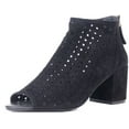 thumbnail image 1 of Cecelia New York Nikki Womens Bootie Laser Cut Peep Toe Open Toe Pump Ankle Boot (BLACK, 8.5), 1 of 3