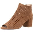 thumbnail image 1 of Cecelia New York Nikki Womens Bootie Laser Cut Peep Toe Open Toe Pump Ankle Boot (CHESTNUT, 10), 1 of 3