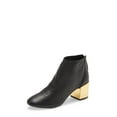 thumbnail image 1 of Cecelia New York Nolton Black Leather Gold Modern Block Heeled Low Ankle Booties (BLACK LEATHER W/GOLD SPECIO HEEL, 8.5), 1 of 2