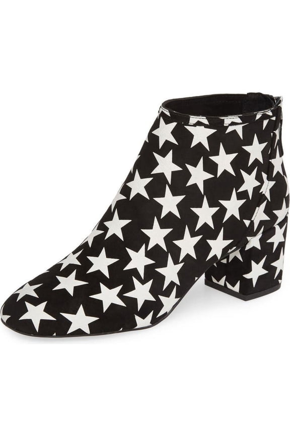 Nolton Black White Stars Pointed Toe Vegan Outsole Dress Boots (Black White Stars, 5)