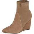thumbnail image 1 of Cecelia New York Renata Pointy Toe Sock Bootie Mustang Taupe Fitted Wedge Boots (Mustang, 7.5), 1 of 7