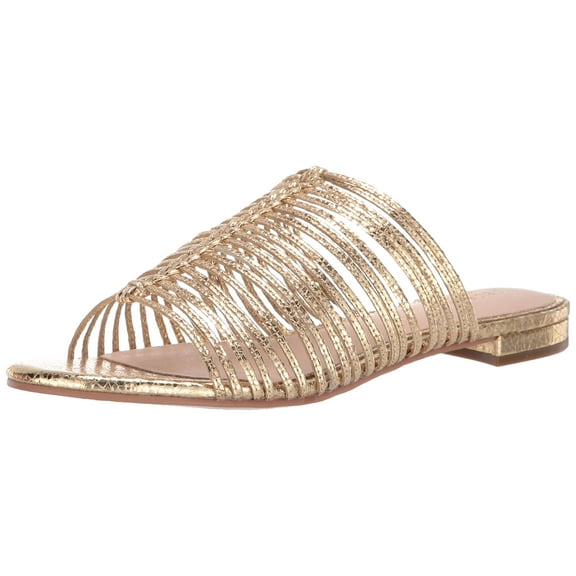 Cecelia New York Sienna Gold Slip On Open Toe Flat Womens Casual Sandals (Gold Met, 7)