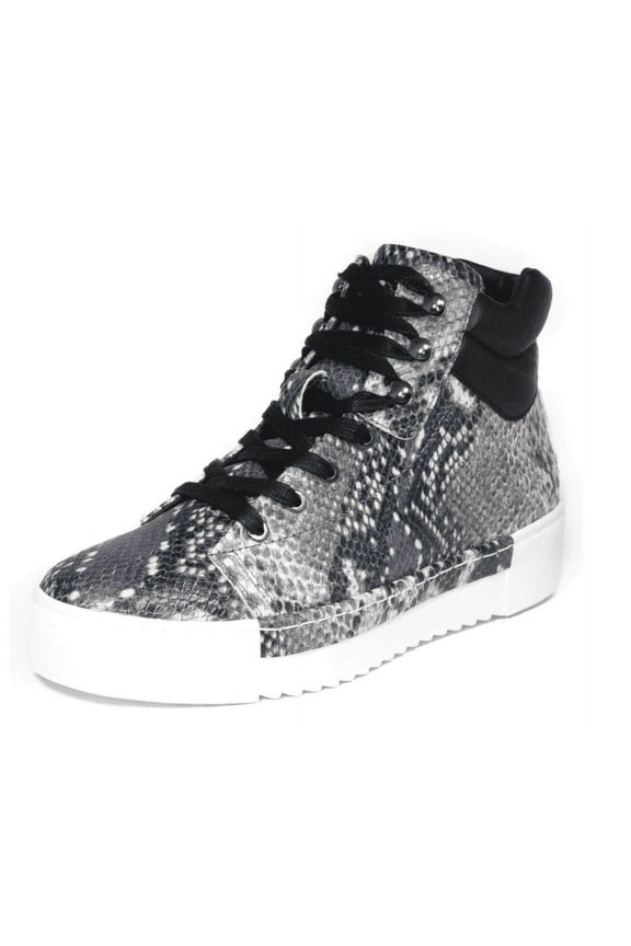 Silow Leather Platform High Top Sneaker Black/White Snake (Black/White Natural Snake, 8)