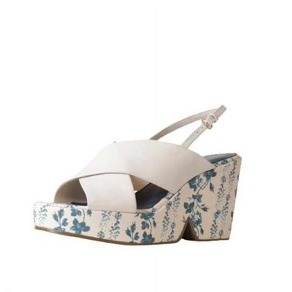 Cecelia New York Solitar Blue Floral Slip On Buckle Ankle Strap Fashion Sandals (Blue Floral, 9)