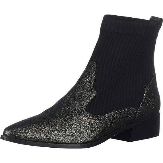 Cecelia New York Tomas Sock-Knit Leather Western Bootie Warm Pewter/Black (Warm Pewter/Black, 7.5)