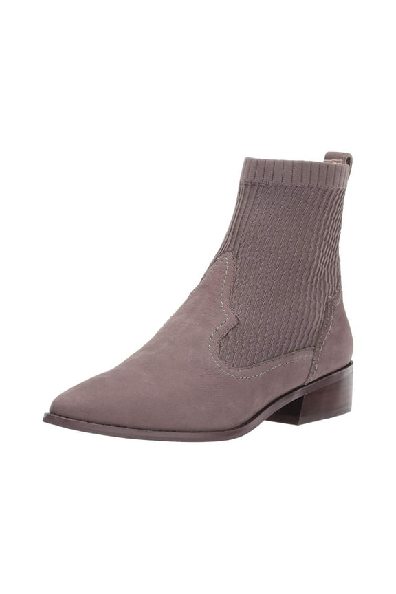 Tomas Sock-Knit Leather Western Chelsea Bootie Taupe Sable (Sable, 6.5)