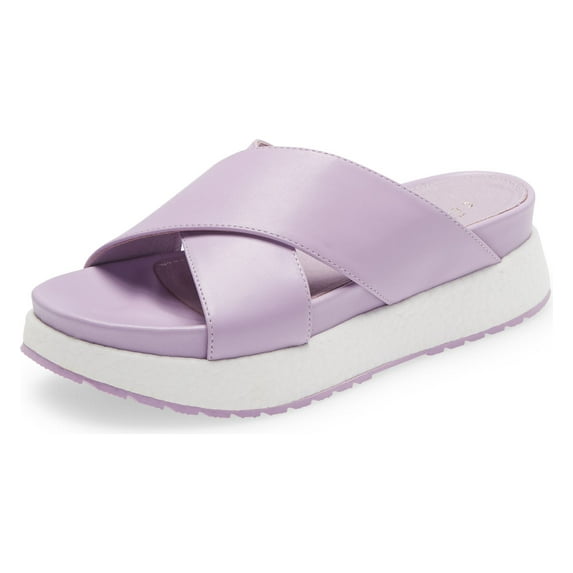 Cecelia New York UMA Wedge Sandals Lilac Platform Crisscrossing Straps Slides (Lilac, 9)