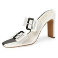 thumbnail image 1 of Cecelia New York Vannah Sandal Black White Clear Open Toe Buckle Pump High Mules (Black Alabaster, 7.5), 1 of 6
