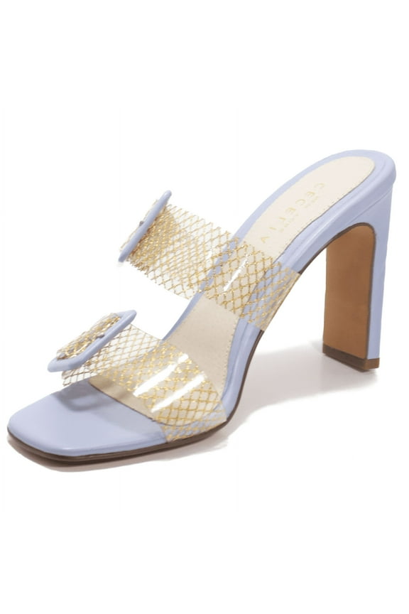 Vannah Sandal PRIWINK NET GLASS Clear Open Toe High Mules (PRIWINK NET GLASS, 9)