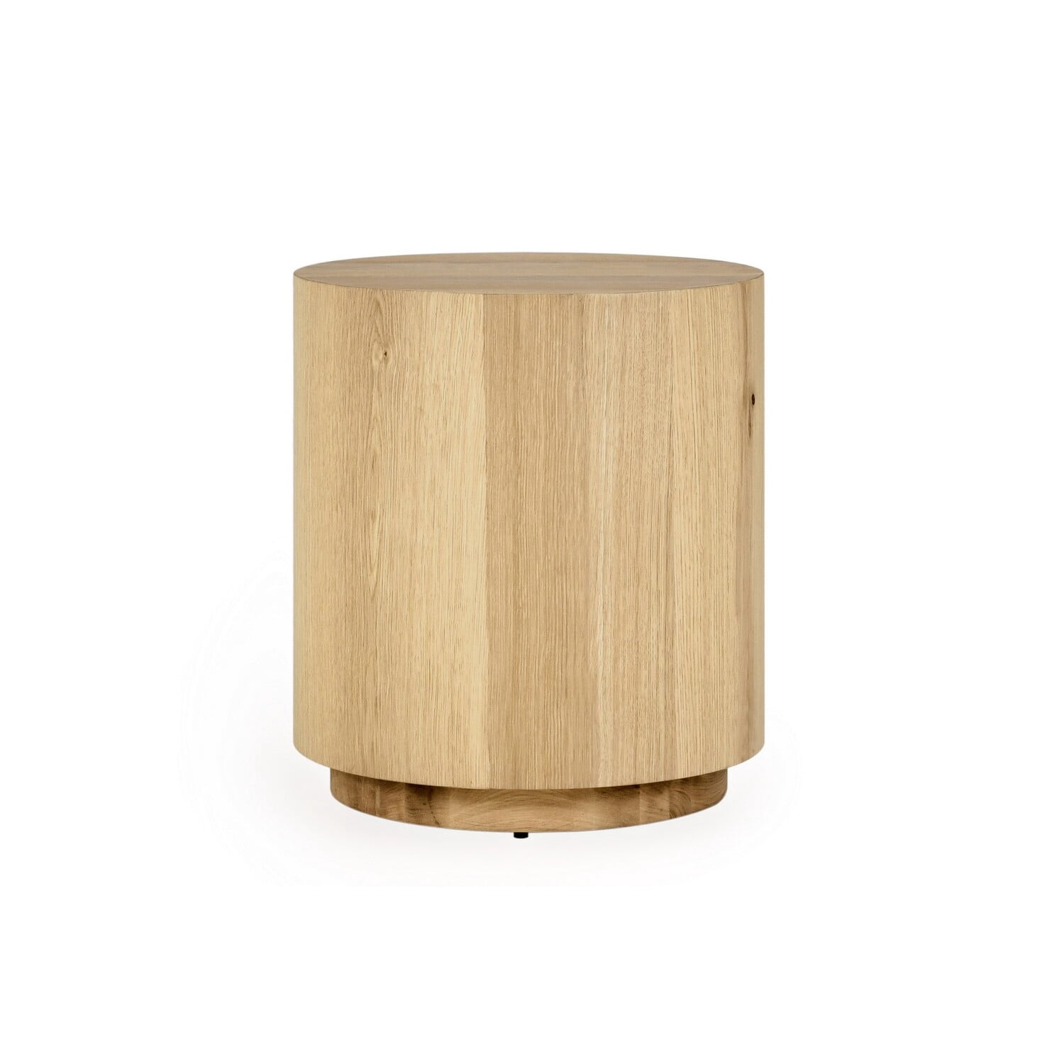 Benjara Cecil 22 Inch Side End Table, Round Oak Veneer, Plinth Base ...