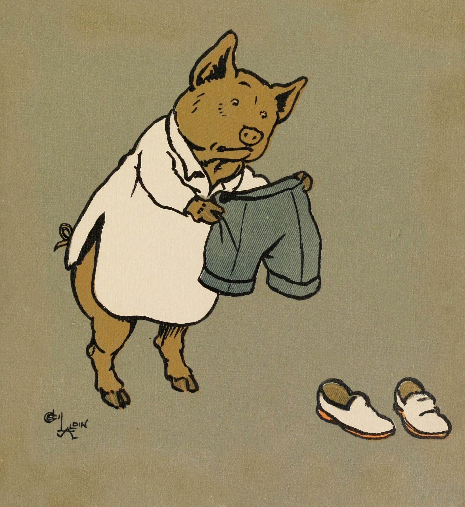 Cecil Aldins Merry Party 1913 Dressing for tennis Canvas Art - Cecil Aldin (24 x 36)