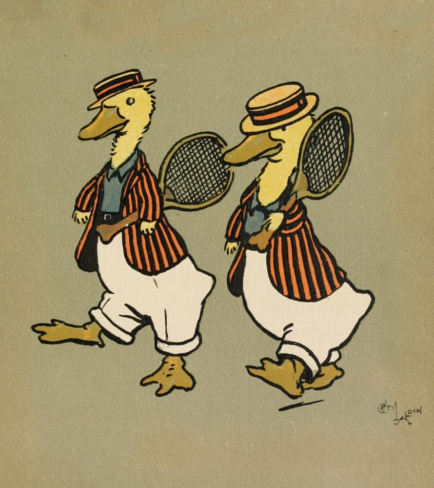 Cecil Aldins Merry Party 1913 Duck tennis Canvas Art - Cecil Aldin (24 x 36)