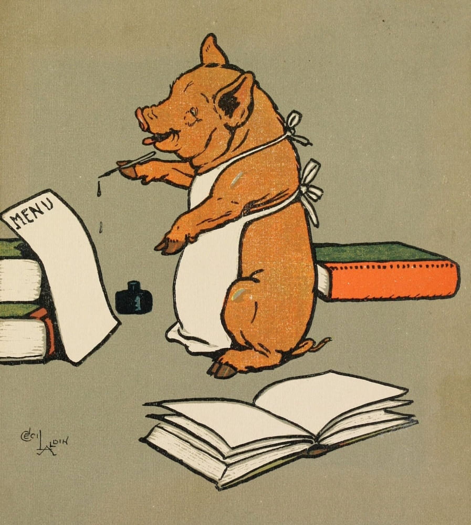 Cecil Aldins Merry Party 1913 Pig chef Canvas Art - Cecil Aldin (18 x 24)