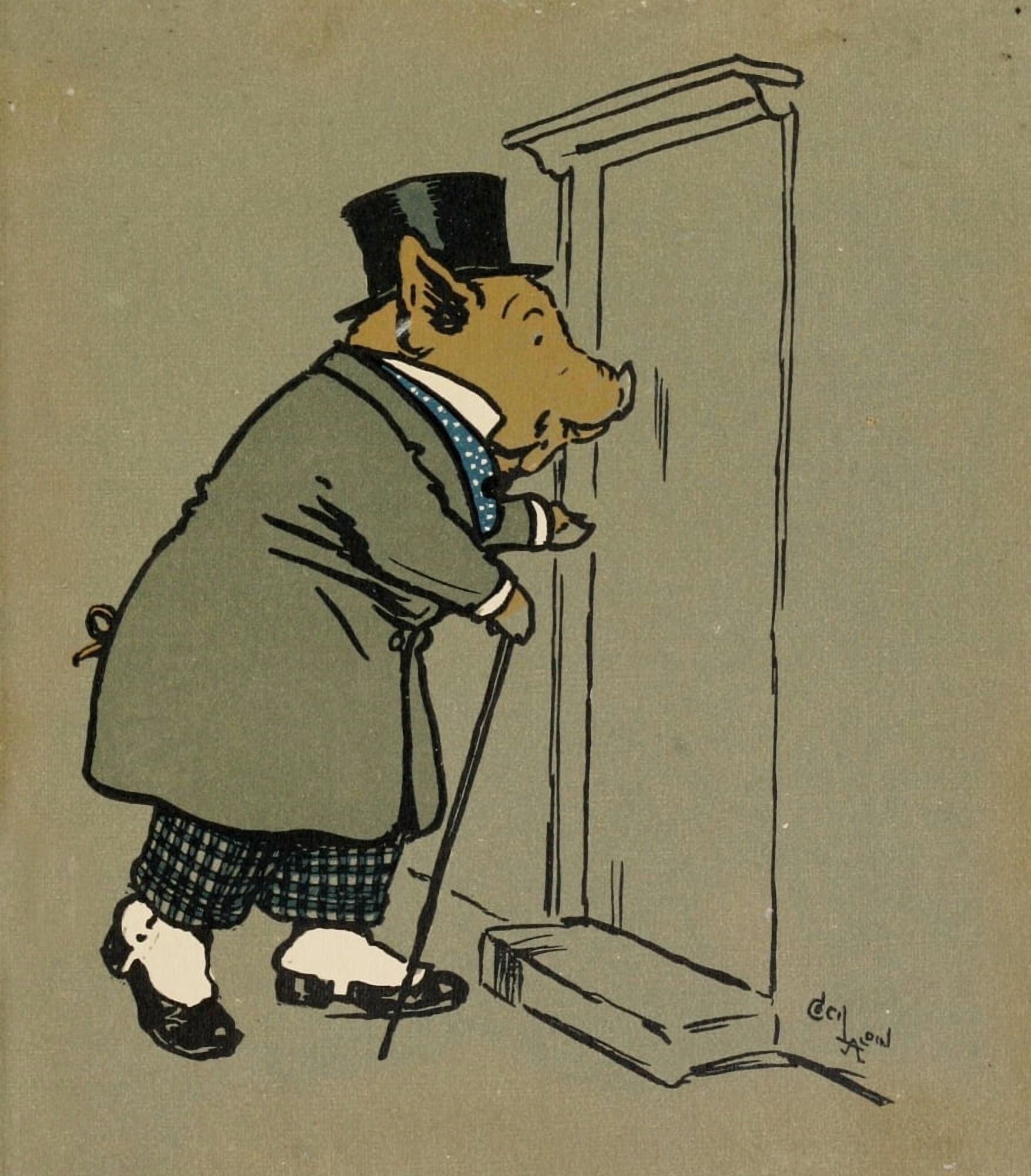 Cecil Aldins Merry Party 1913 Stately pig Canvas Art - Cecil Aldin (18 x 24)