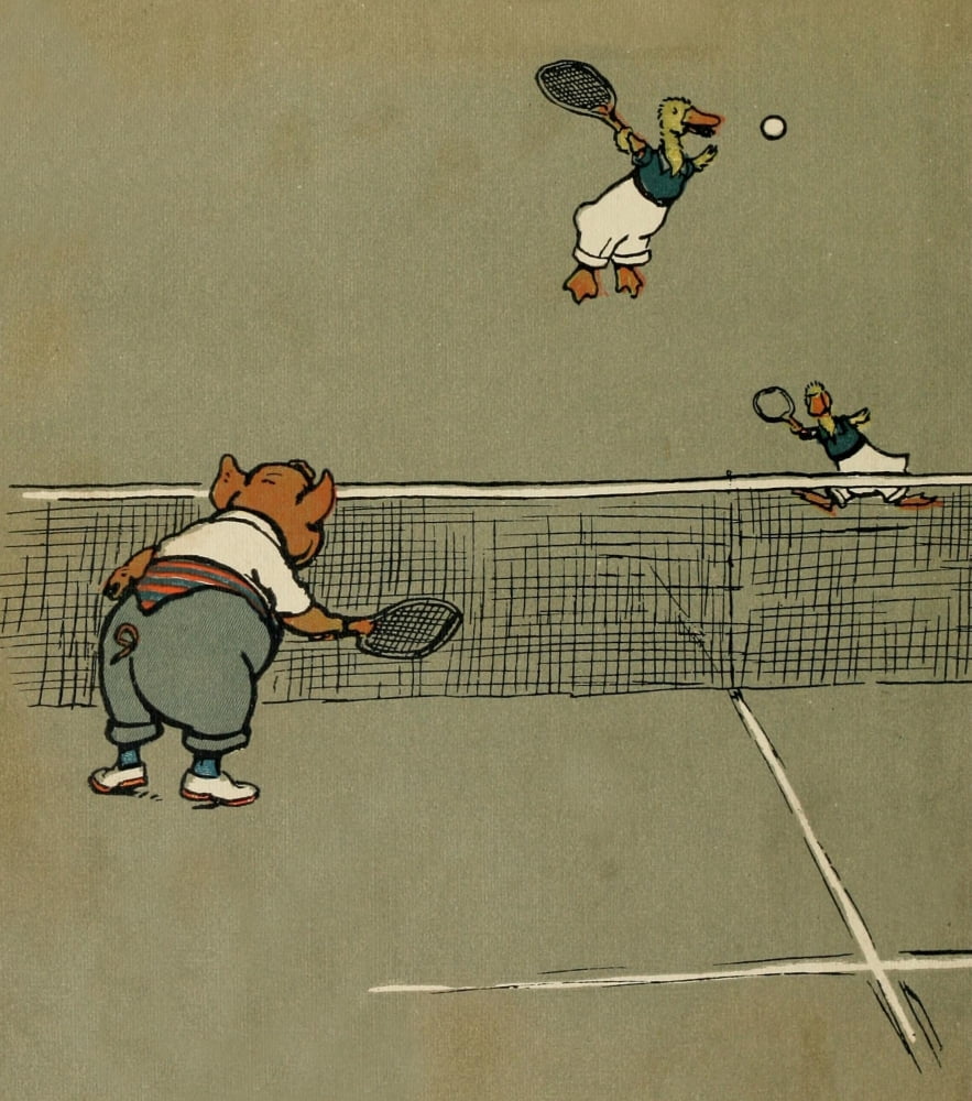 Cecil Aldins Merry Party 1913 Tennis good shot Canvas Art - Cecil Aldin (24 x 36)