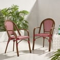 thumbnail image 1 of Cecil Aluminum and Wicker Outdoor French Bistro Chairs, Set of 2, Red, White, and Brown Wood, 1 of 7