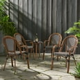 thumbnail image 1 of Cecil Aluminum and Wicker Outdoor French Bistro Chairs, Set of 4, Black, White, and Brown Wood, 1 of 7