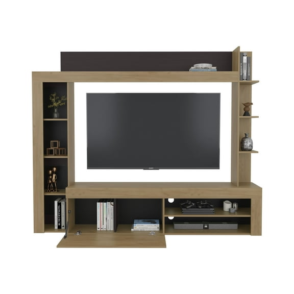 Cecil Entertainment Center and TV Stand with Open Below Shelves and Storage Compartments with One Door