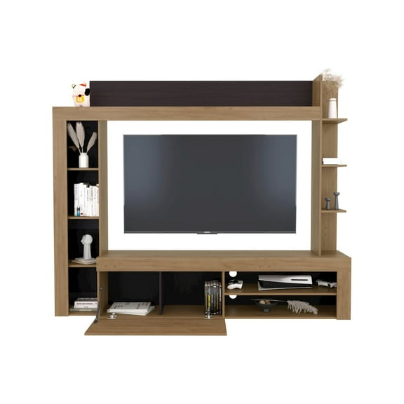 Cecil Entertainment Center and TV Stand with Open Below Shelves and Storage Compartments with One Door