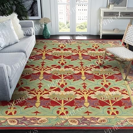 Cecil Red 3'x5′ Area Rug Handcrafted Motif Floral Design Oriental Traditional Design Non-Shedding Fine Wool Pile & Easy-Care Areas in Living Room Bedroom