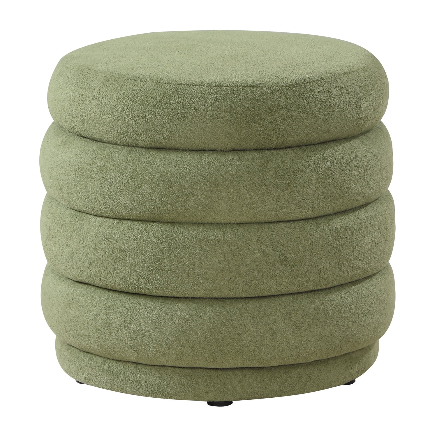 Cecil Moss Green Round Tufted Polyester Storage Ottoman