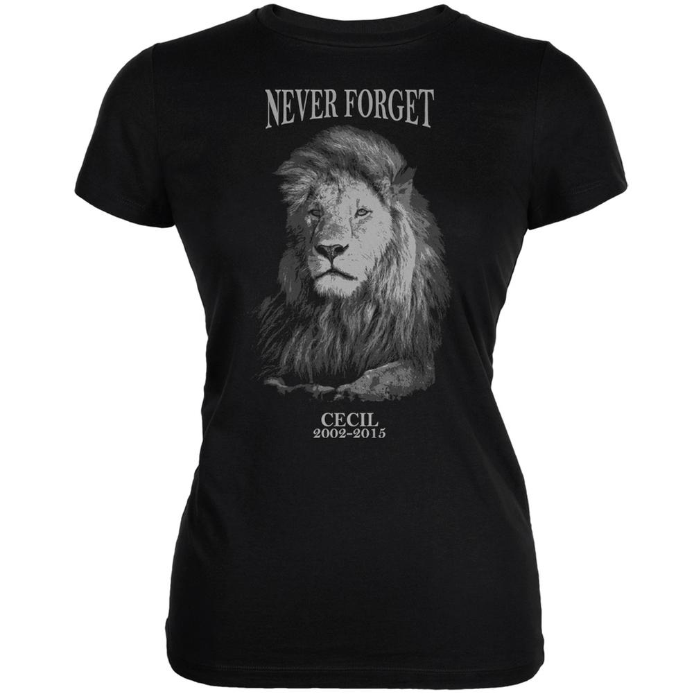 Cecil The Lion Never Forget Black Juniors Soft T-Shirt - 2X-Large