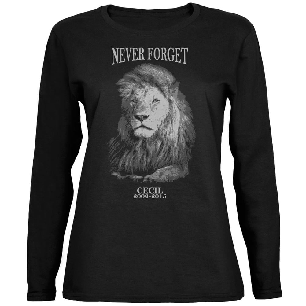 Forget Never Long T-Shirt The Cecil Sleeve Lion Womens Small - Black