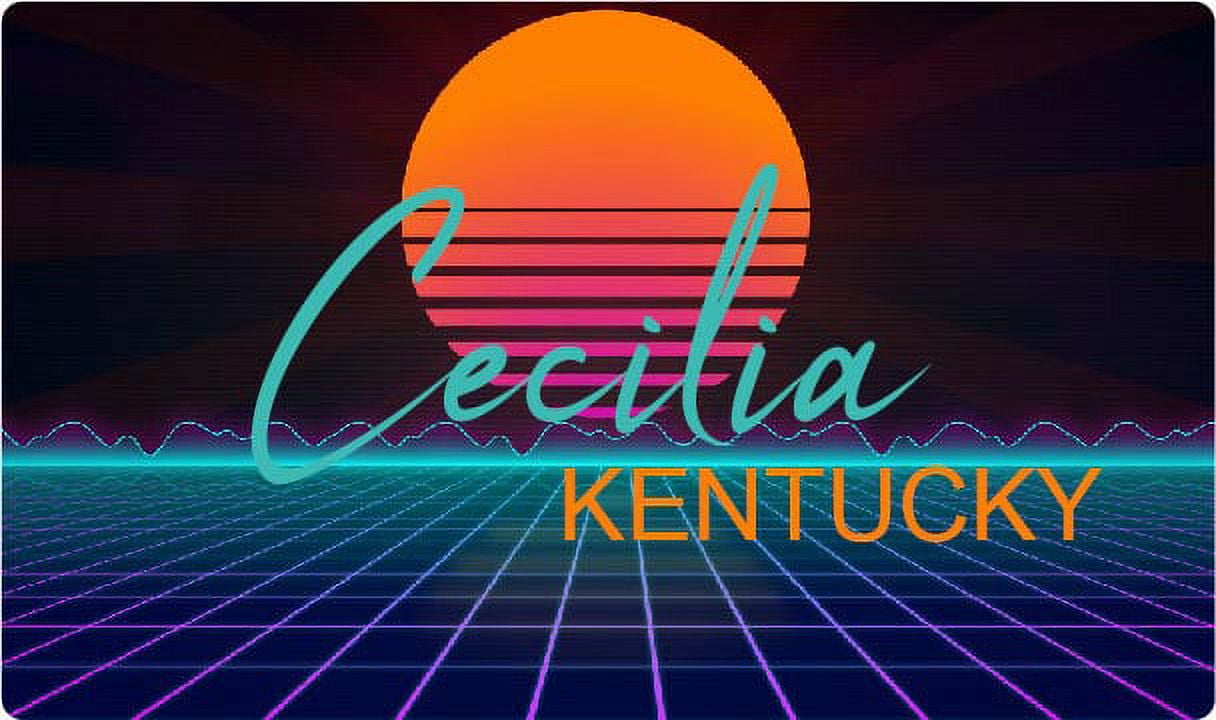 Cecilia Kentucky 2 X 1.25Inch Vinyl Decal Stiker Retro Neon Design